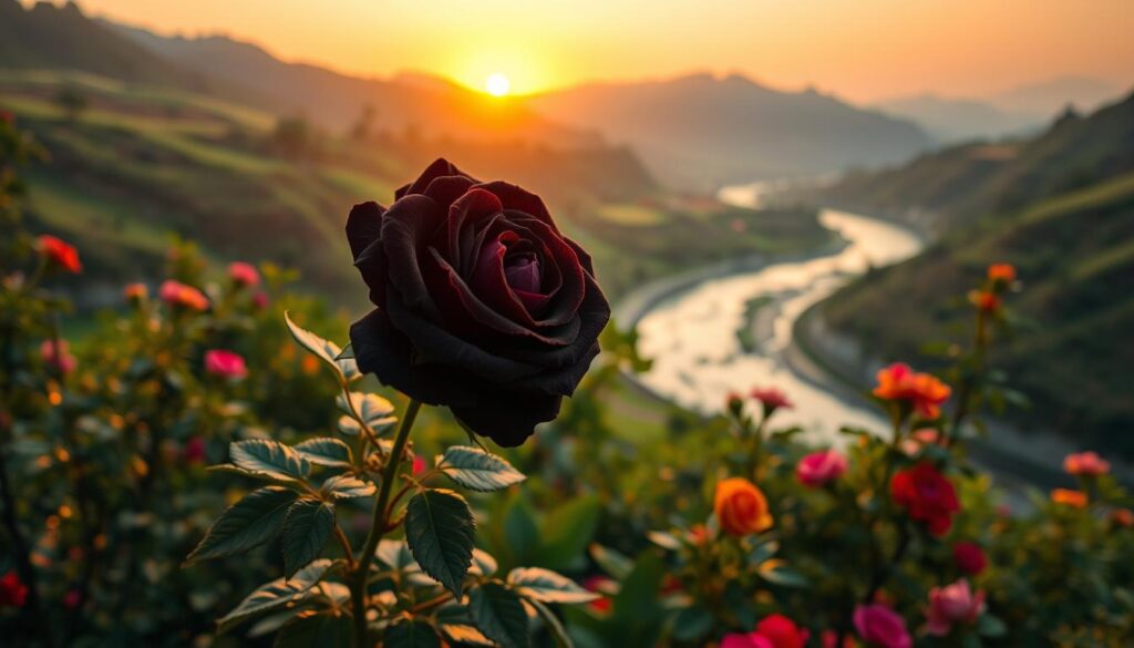 Schwarze Rose von Halfeti im natürlichen Klima
