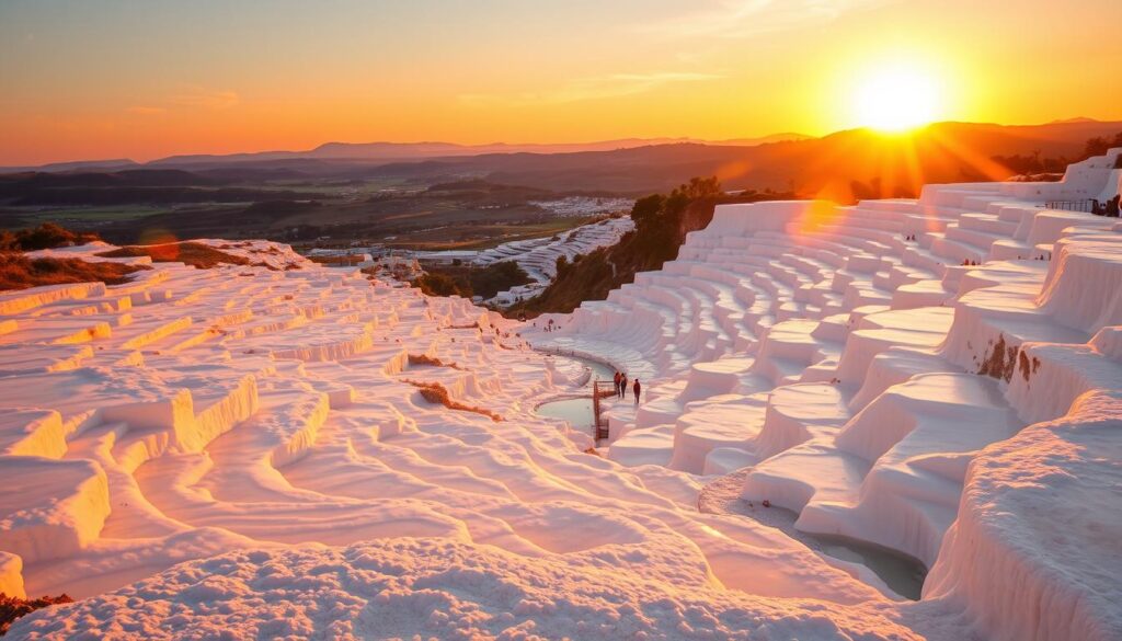 Sonnenuntergang über den Kalksinterterrassen
