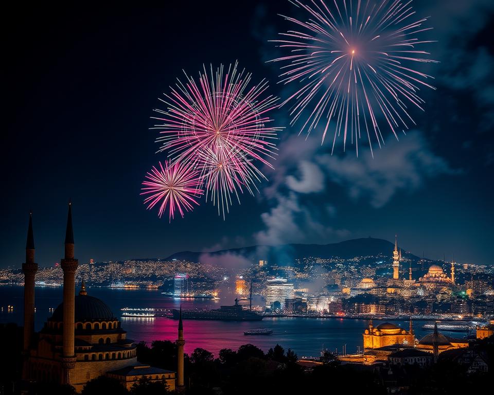 Bosporus Feuerwerk Istanbul Silvester